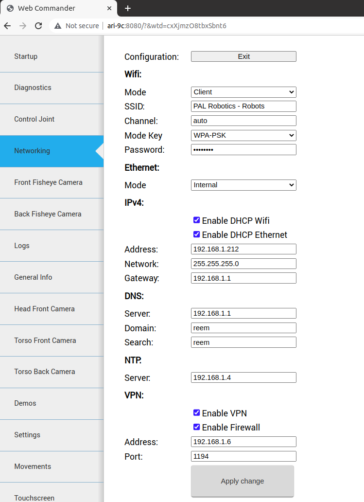 Networking configuration controls